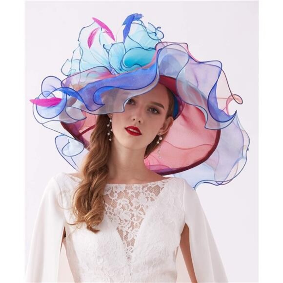 Women's Kentucky Derby Church Dress Hat F2 Skyblue - Picture 3 of 6